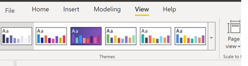 Screenshot che seleziona la scheda Visualizza per cambiare la combinazione di colori.