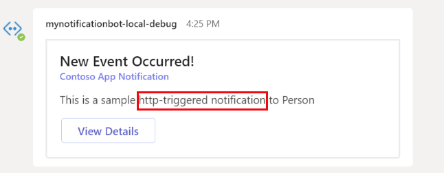 sample of HTTP triggered notification