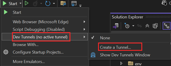 Screenshot shows the steps to create a tunnel.