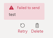Screenshot che mostra il messaggio di errore Teams Failed to send .