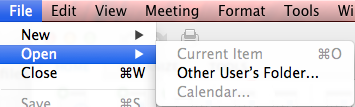 Screenshot che mostra che l'opzione Calendario non è disponibile.