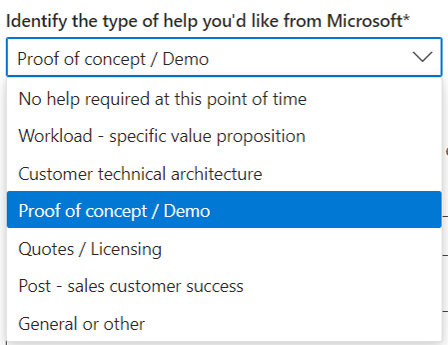 Screenshot del menu a discesa nel Centro per i partner per identificare il tipo di guida desiderato.