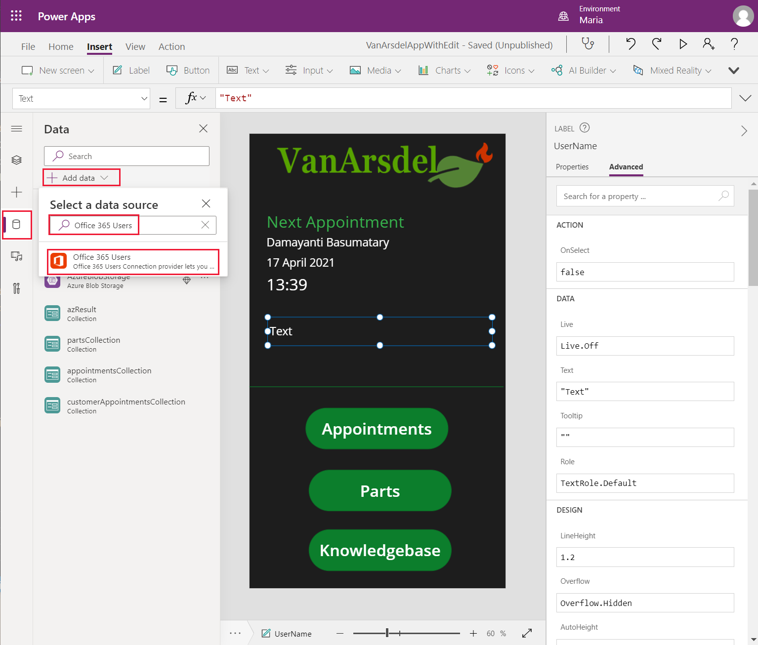 Aggiungere il connettore Office 365 Users.