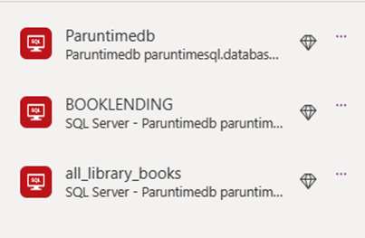Screenshot che mostra le origini dati SQL.
