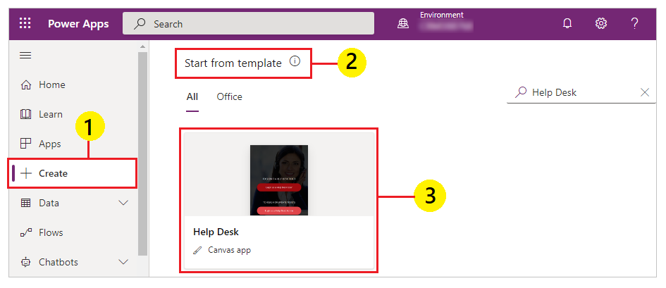 Apri l'app di esempio Help Desk.