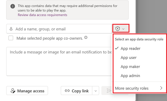 Ruoli di sicurezza a livello di app