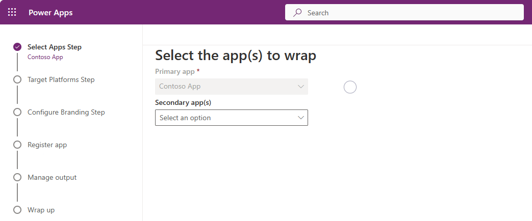 Scegli le app di cui desideri eseguire il wrapping.