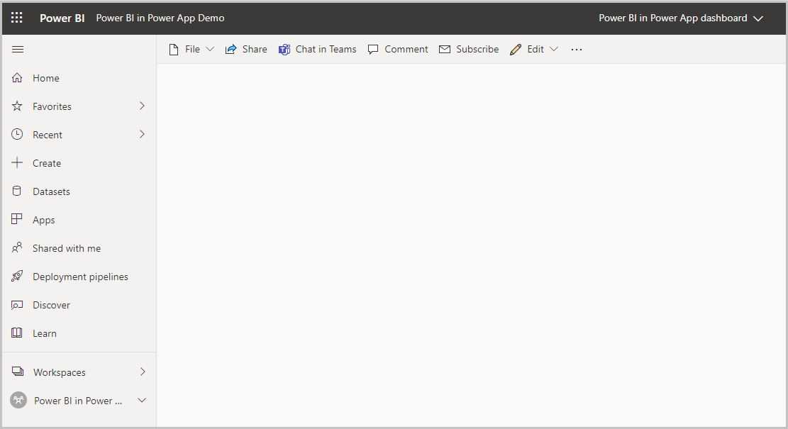 Il dashboard di Power BI viene creato nell'area di lavoro Il dashboard di Power BI viene creato nell'area di lavoro