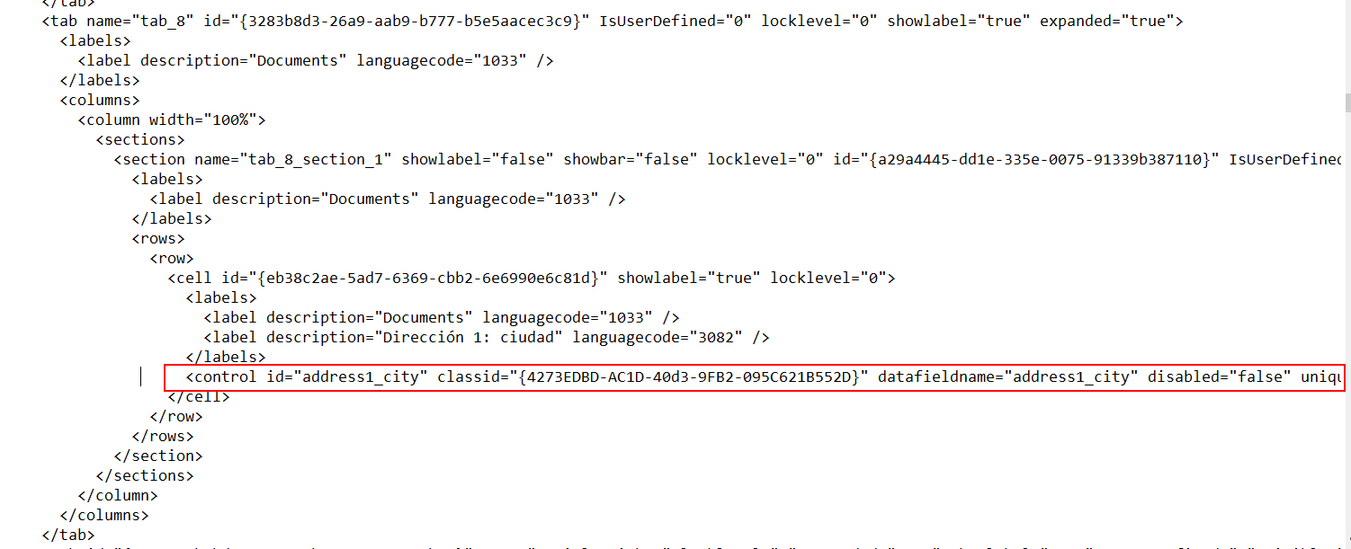 Punto di inserimento dell'esempio XML.