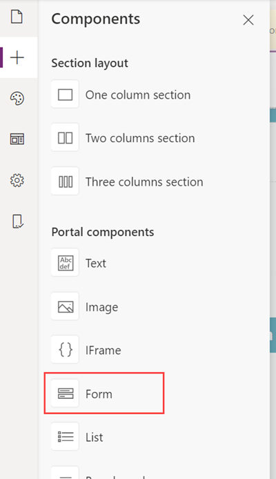 Aggiunta di un componente modulo alla pagina Web.