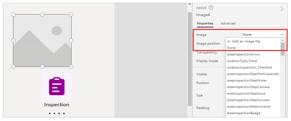 Aggiungere un file immagine.