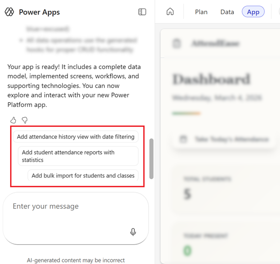 Azioni successive suggerite