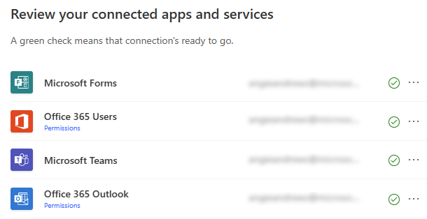 Screenshot delle connessioni che potrebbe essere necessario configurare.