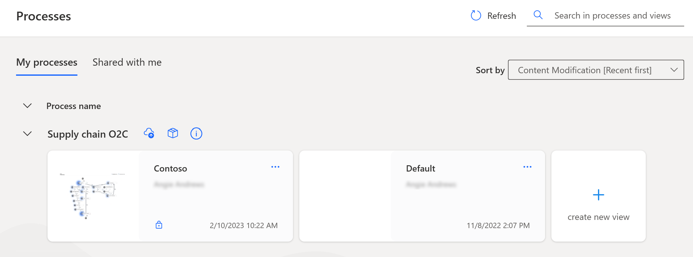Screenshot della home page nell'app desktop Process Mining.