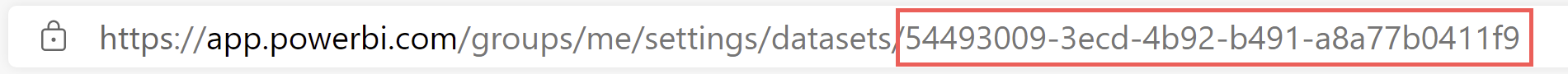 Screenshot di un ID set di dati di esempio.