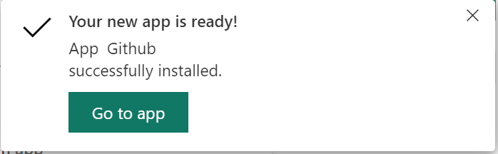 Screenshot della notifica visualizzata al termine dell'installazione.