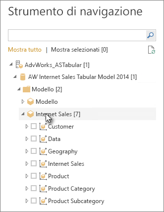 Screenshot shows the Navigator table or column to load.