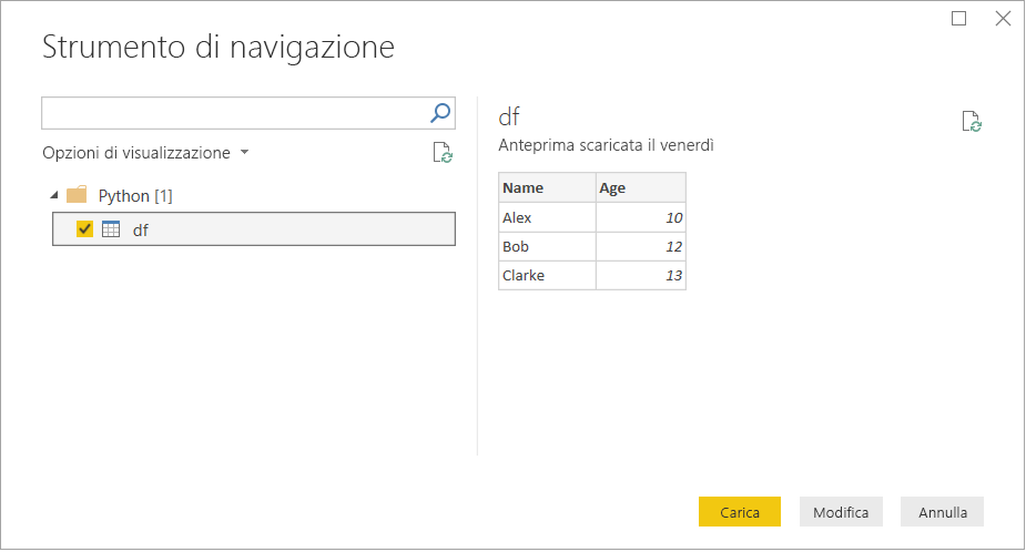 Screenshot of the Navigator window showing data to load and use.