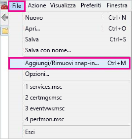 Screenshot del comando
