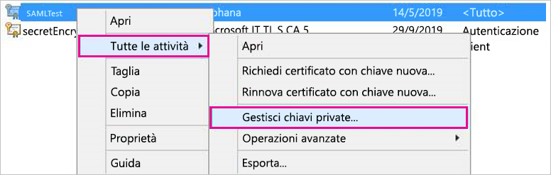 Screenshot del comando