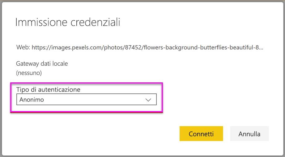 Screenshot shows the Enter credentials dialog box where you can specify the kind of authentication.