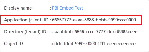 Screenshot del valore applicationId.