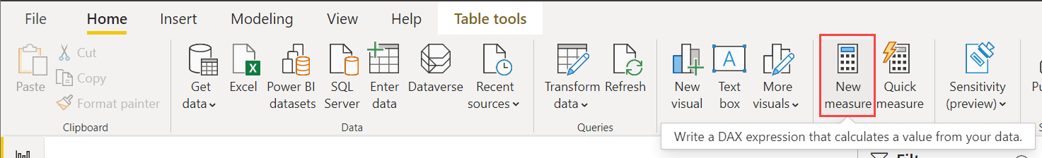 Screenshot dell'icona Nuova misura sulla barra multifunzione Home.