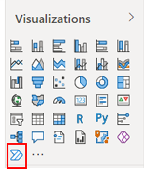 Screenshot della selezione dell'icona di Power Automate nel riquadro Visualizzazioni