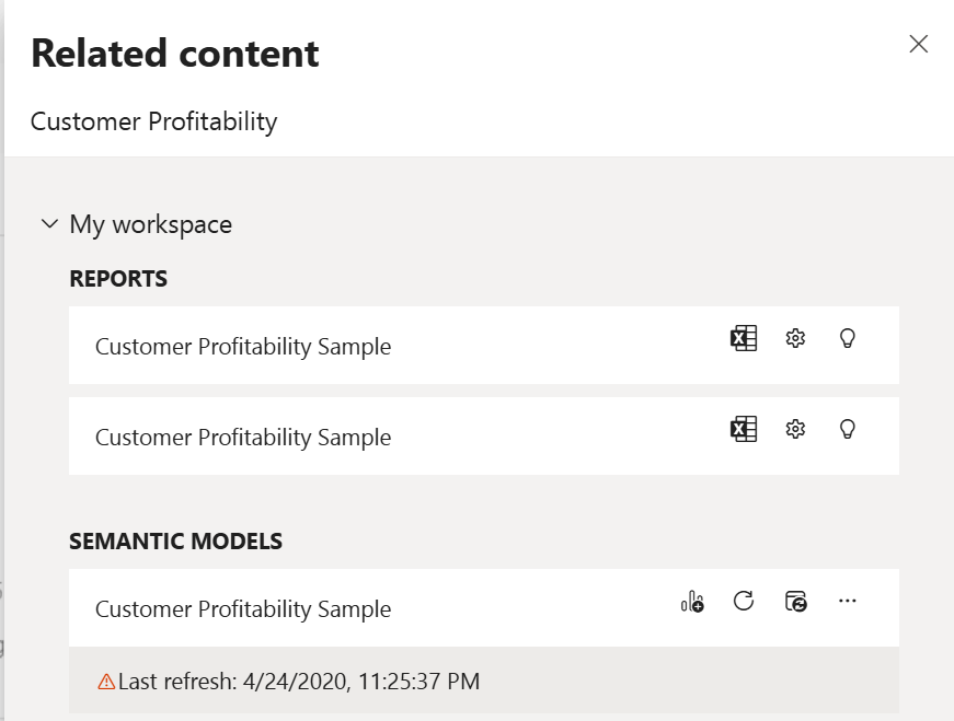 Screenshot che mostra Visualizza contenuti correlati nel menu Altre opzioni.