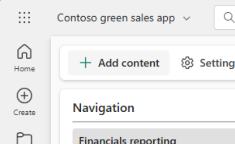 Screenshot del pulsante Aggiungi contenuto.