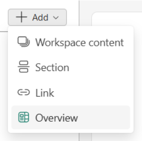Screenshot del menu Aggiungi con panoramica quando si passa sopra con il mouse.