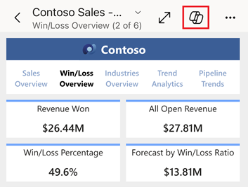 Screenshot dell'icona di Copilot in un'intestazione del rapporto.
