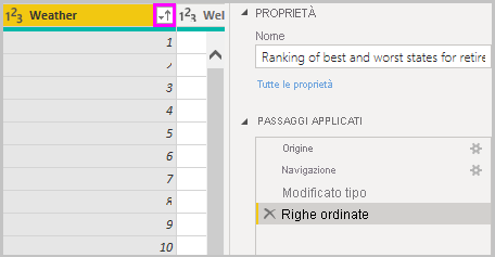 Screenshot of Power B I Desktop showing Sorted Rows appearing in Applied Steps.