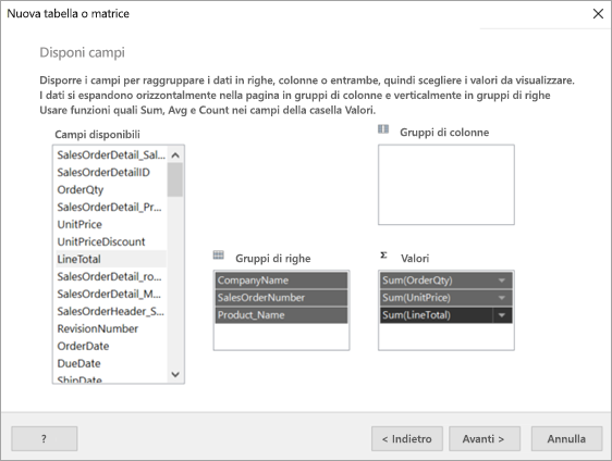 Screenshot showing Arrange fields dialog box.