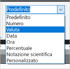 Screenshot of number format options.