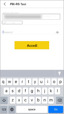 Screenshot che illustra l'inserimento password con un pulsante Accedi.