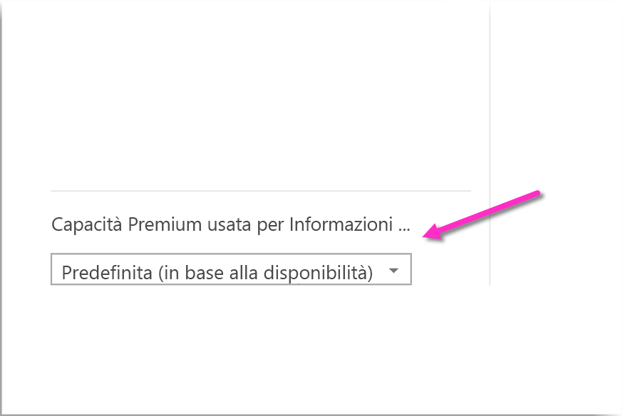 Screenshot of the dropdown option to select the Premium capacity used for AI Insights.