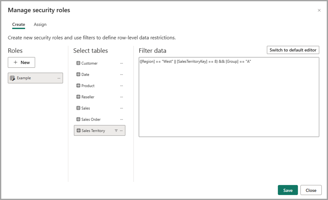 Screenshot del passaggio all'editor DAX.