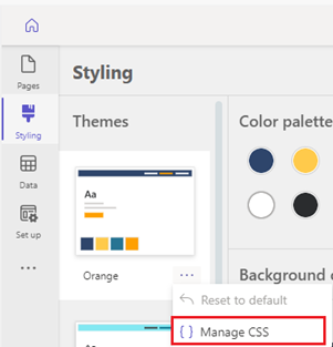 Gestisci i file CSS utilizzando studio di progettazione.
