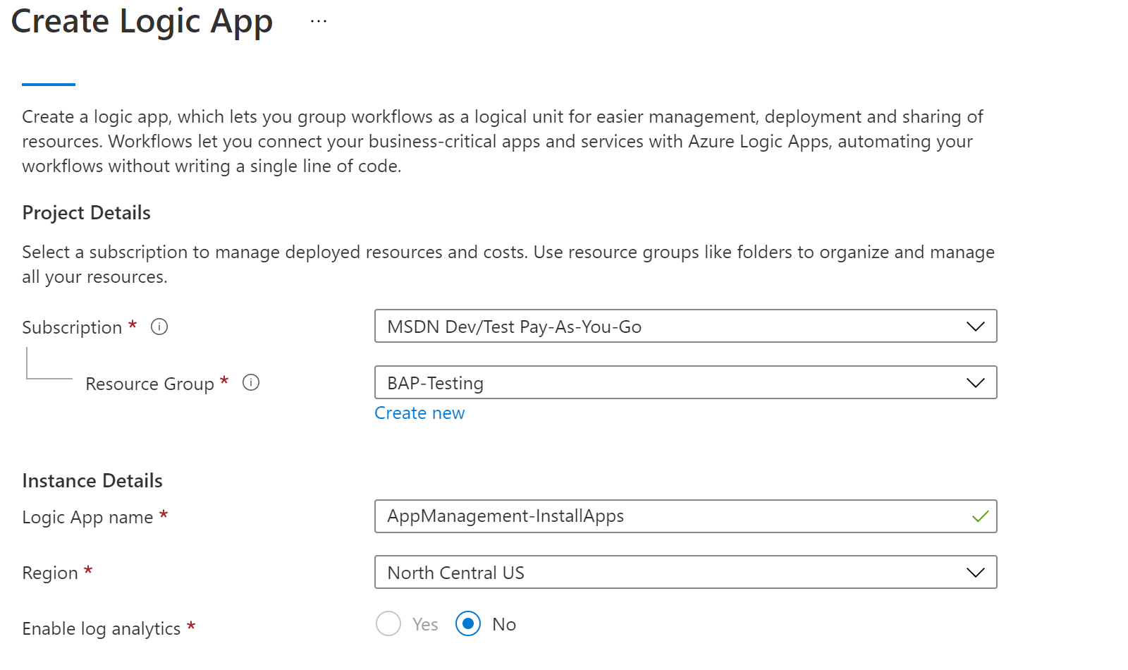 Creare un'app per la logica.