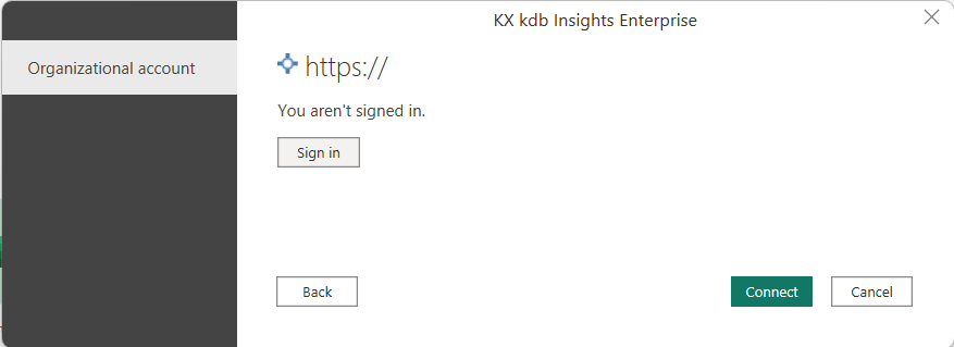 Screenshot che mostra le informazioni dell'istanza di KX Insights Enterprise.