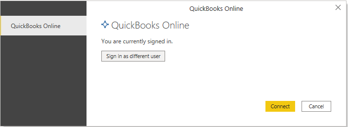 Connessione a QuickBooks Online.