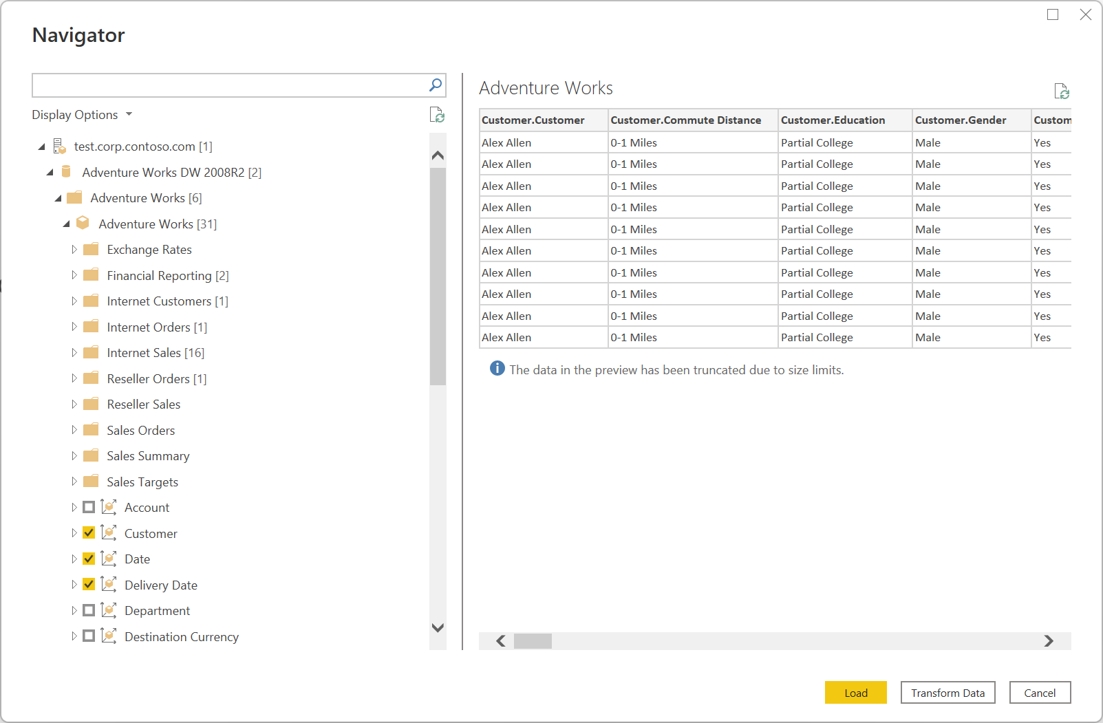 Strumento di spostamento di Power Query che mostra alcuni dati di Sales Targets.