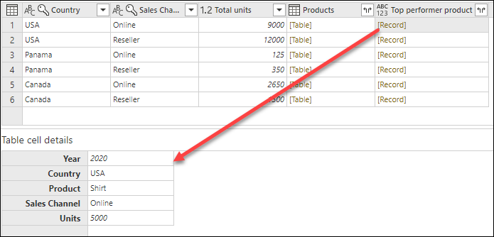 Risultato della formula di colonna personalizzata con Table.Max.