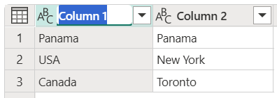 Screenshot dell'intestazione di colonna che consente di rinominare la colonna dopo una doppia selezione.