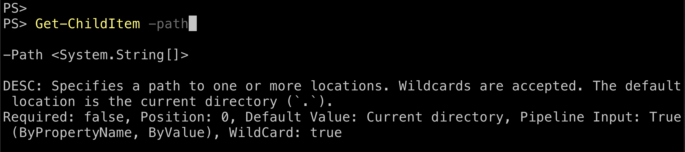 Guida incentrata per un parametro usando alt-h