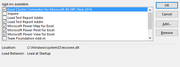 Abilitare il componente aggiuntivo COM di Excel