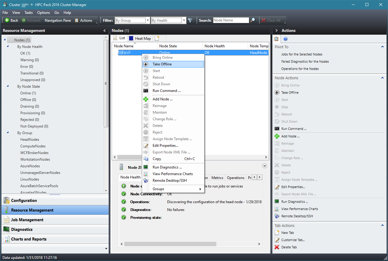 Portare headnode offline