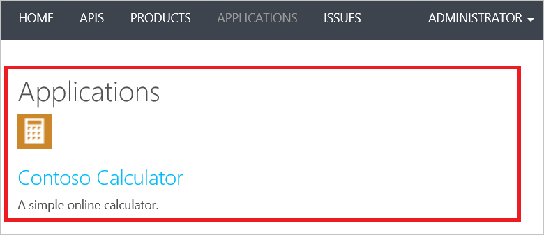 Modelli della pagina Elenco applicazioni del portale per sviluppatori