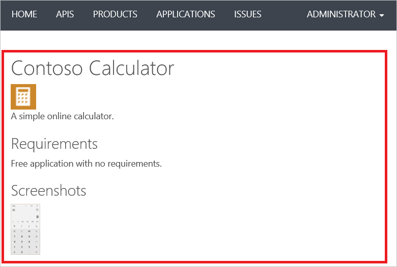 Modelli di pagine applicazione del portale sviluppatori